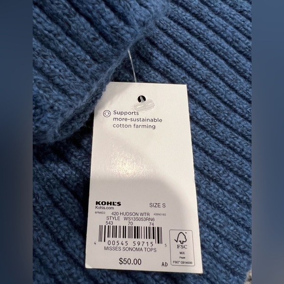 NEW MOCK TURTLENECK SWEATER - CORNFLOWER BLUE - Small - Picture 5 of 5
